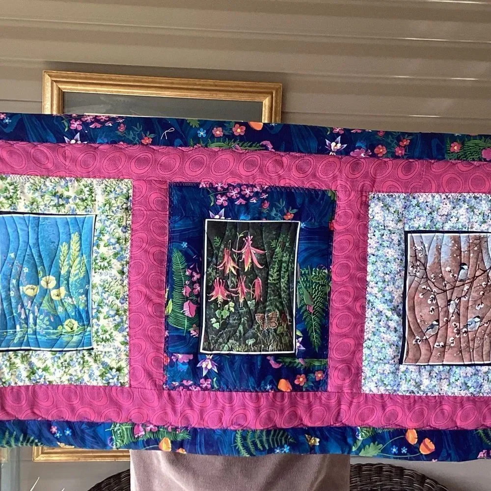 NWT Hand Crafted Alaskan Wildflowers Wall Hanging or Runner